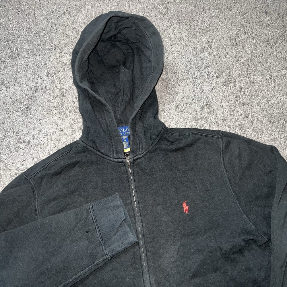 Polo Ralph Lauren Fleece Full Zip Hoodie Womens Medium Pony Logo Black
